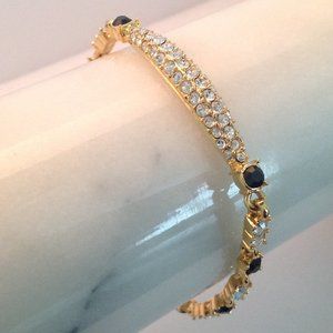 Monet Faux Rhinestone Clear&Black 7 1/2" Bracelet